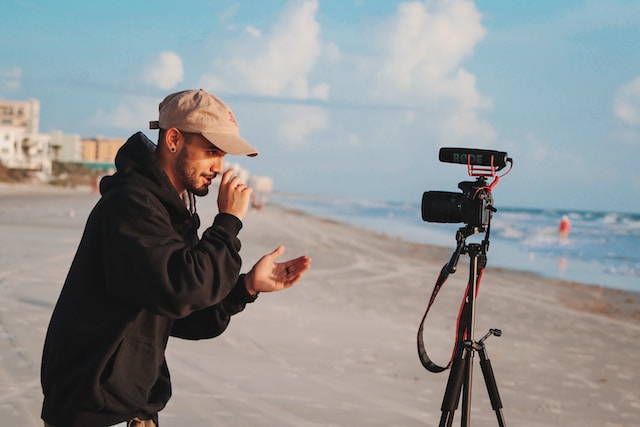 vlogger on the beach